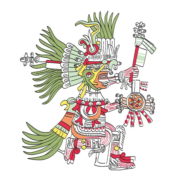 Aztec Sun God Color Print