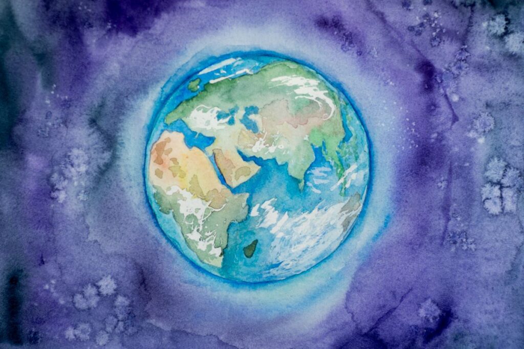 Water color photo of Earth in Space